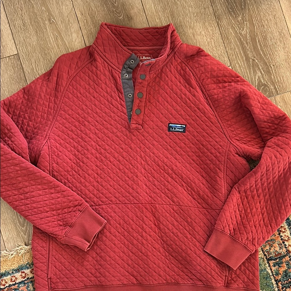 L.L.Bean Red Quilted Pullover